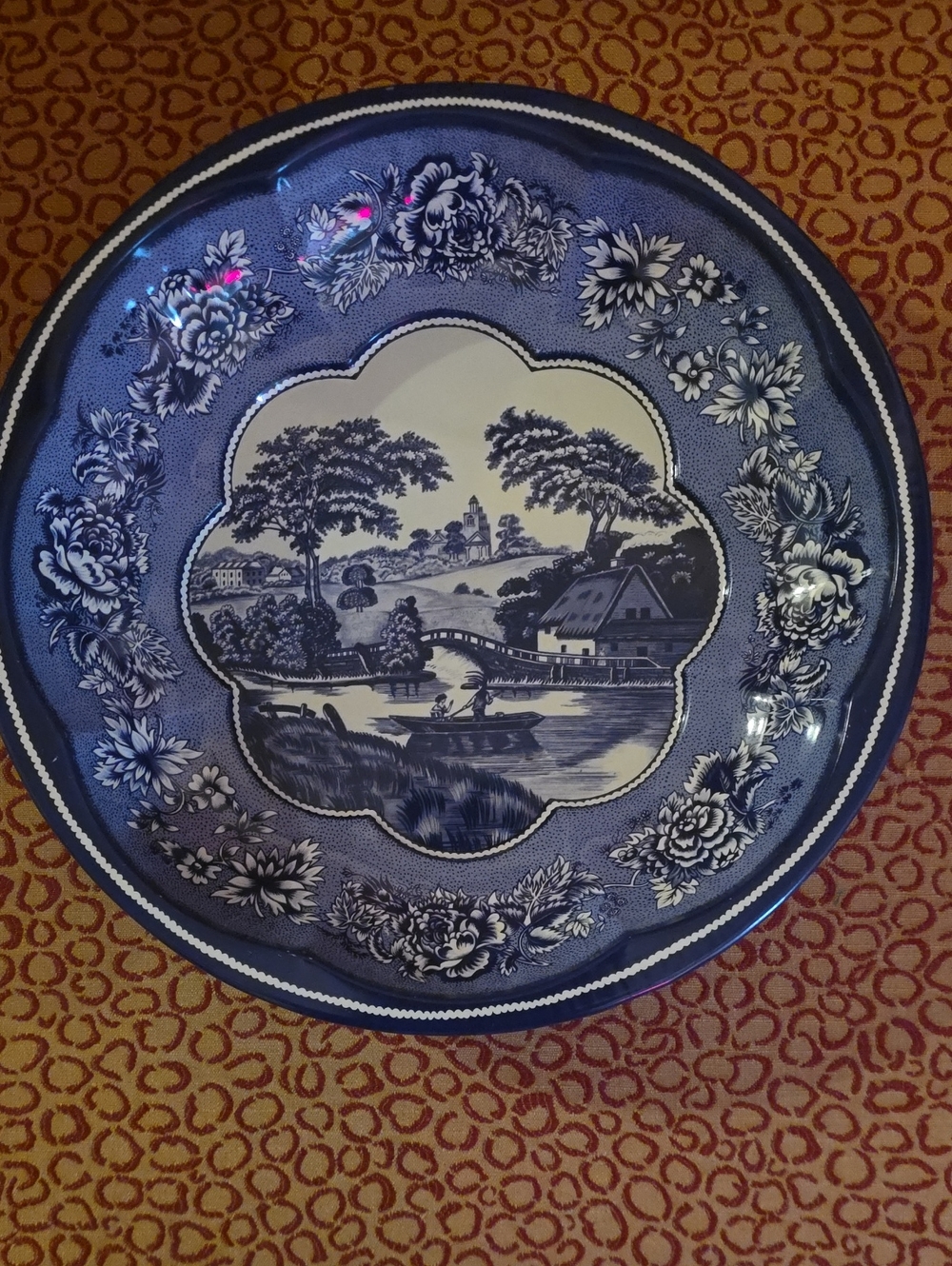 Vintage Daher Blue and White Scenic Transferware Decorative Bowl